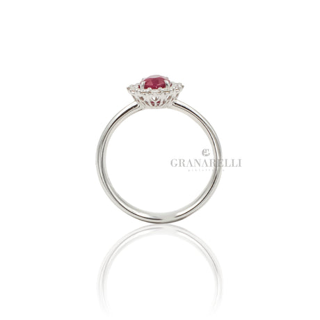 Anello Fiore Rubino-RECARLO-R79CC001/RB025-Gioielleria Granarelli