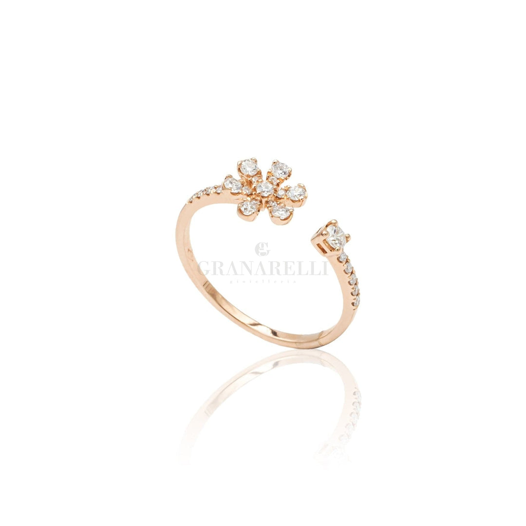 Anello Fiore con Diamanti in Oro Rosa-Anelli-CRIVELLI- [SKU] -Gioielleria Granarelli