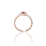 Anello Groumette Rubino Cuore e Diamanti in Oro Rosa-Anelli-BUONOCORE- [SKU] -Gioielleria Granarelli