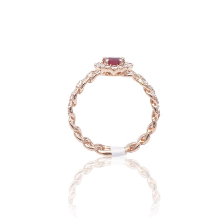 Anello Groumette Rubino Cuore e Diamanti in Oro Rosa-Anelli-BUONOCORE- [SKU] -Gioielleria Granarelli