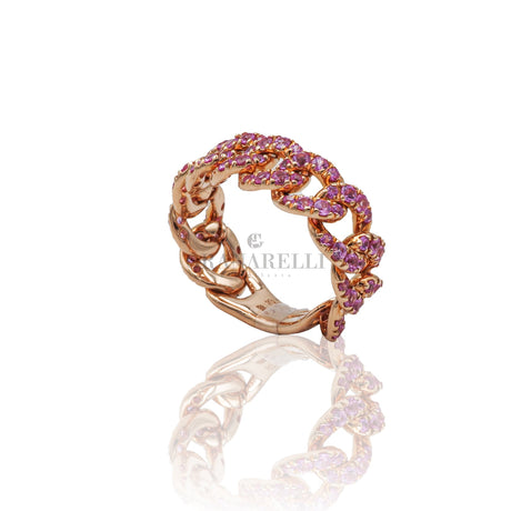 Anello Groumette Zaffiro Rosa 1.25kt in Oro Rosa-Anelli-CRIVELLI-Gioielleria Granarelli