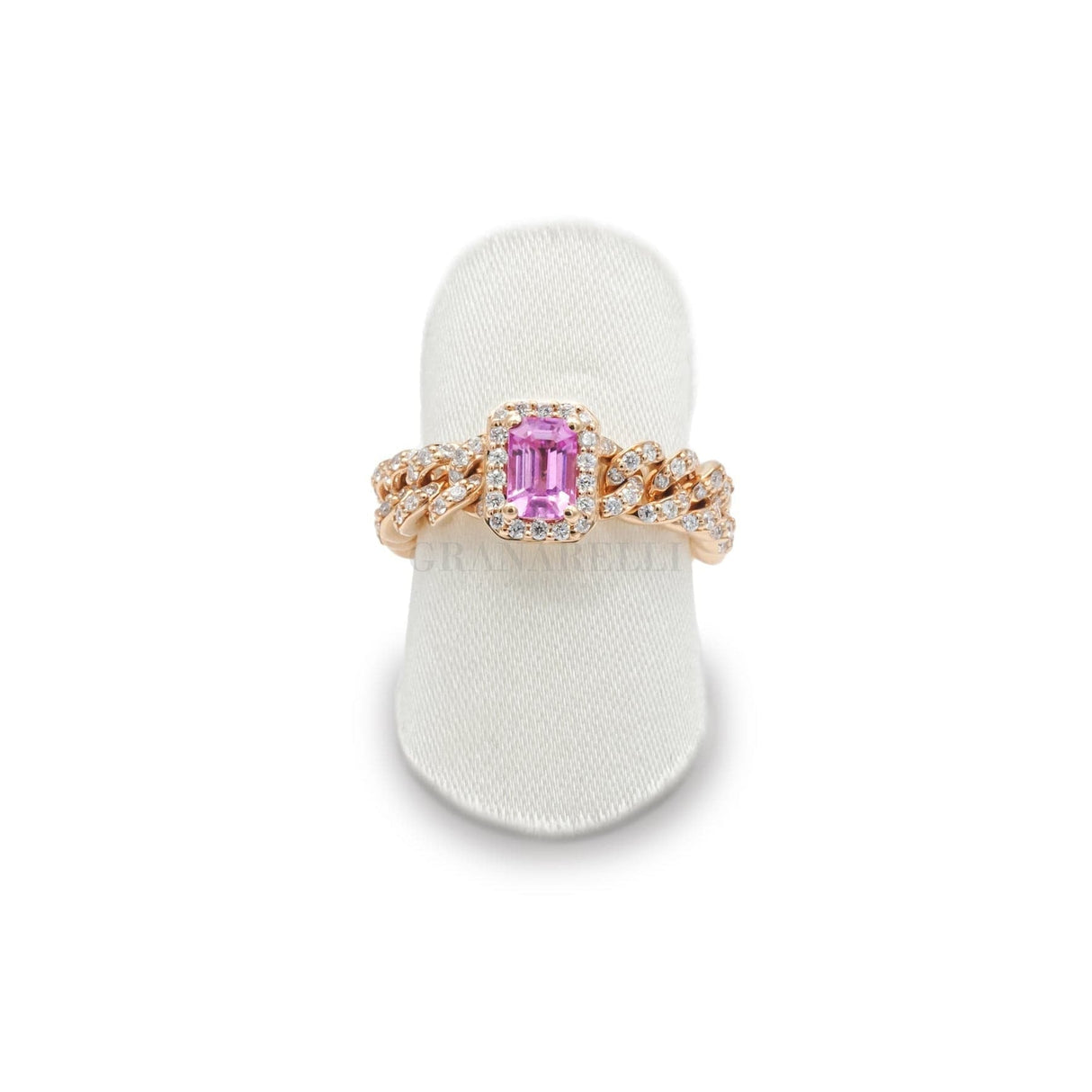 Anello Groumette in Oro Rosa con Zaffiro Rosa-Anelli-CRIVELLI- [SKU] -Gioielleria Granarelli