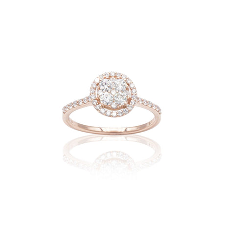 Anello Halo in oro rosa e Diamanti-Anelli-BUONOCORE- [SKU] -Gioielleria Granarelli