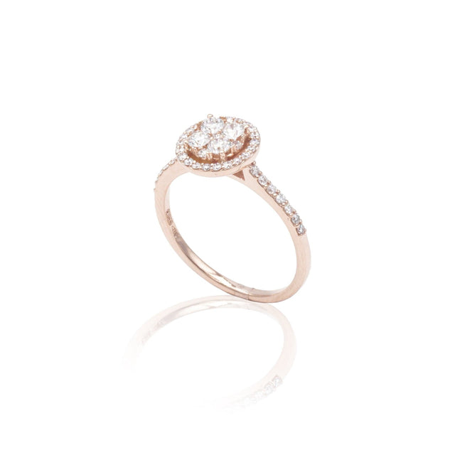 Anello Halo in oro rosa e Diamanti-Anelli-BUONOCORE- [SKU] -Gioielleria Granarelli