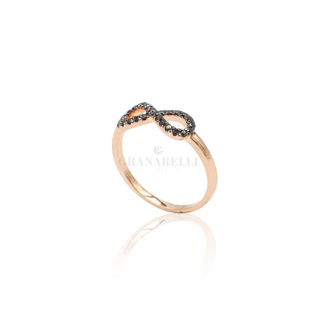 Anello Infinito Diamanti Neri in Oro Rosa-Anelli-CRIVELLI- [SKU] -Gioielleria Granarelli