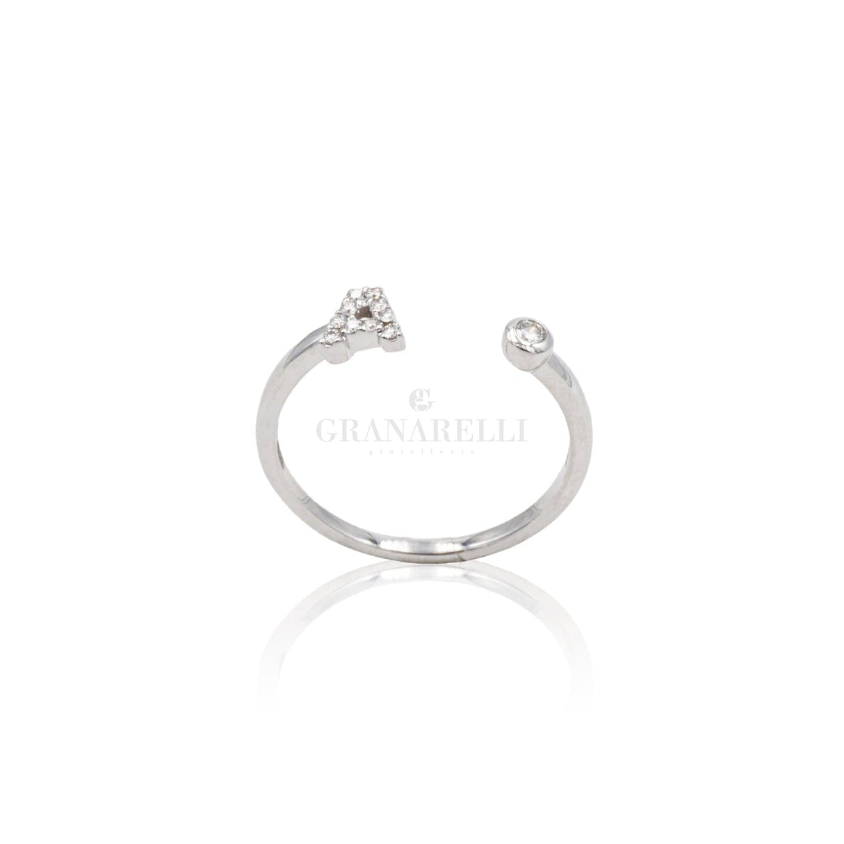 Anello Iniziale Lettera A con Diamanti Oro Bianco-Anelli-CRIVELLI- [SKU] -Gioielleria Granarelli