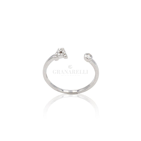 Anello Iniziale Lettera A con Diamanti Oro Bianco-Anelli-CRIVELLI- [SKU] -Gioielleria Granarelli