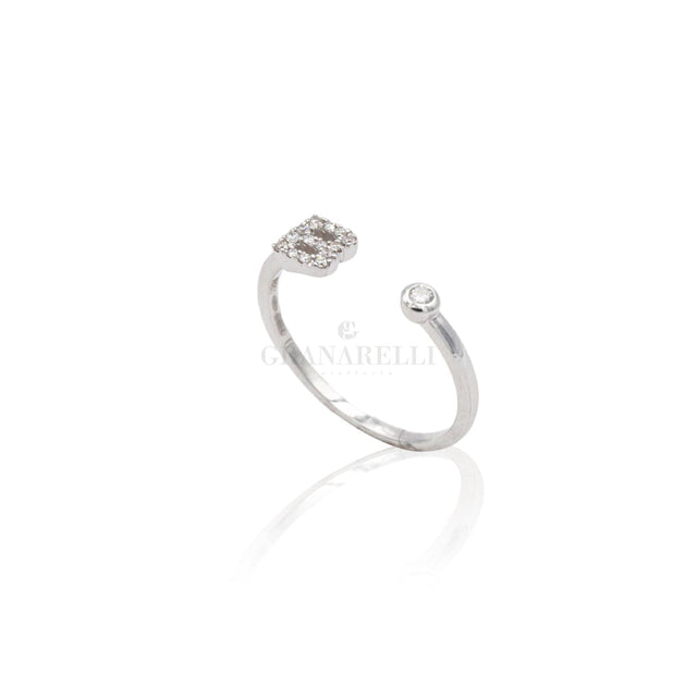 Anello Iniziale Lettera B con Diamanti Oro Bianco-Anelli-CRIVELLI- [SKU] -Gioielleria Granarelli