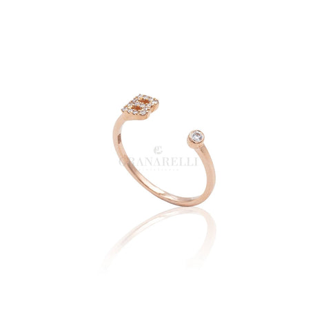 Anello Iniziale Lettera B con Diamanti Oro Rosa-Anelli-CRIVELLI- [SKU] -Gioielleria Granarelli