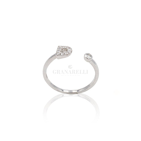 Anello Iniziale Lettera D con Diamanti Oro Bianco-Anelli-CRIVELLI- [SKU] -Gioielleria Granarelli