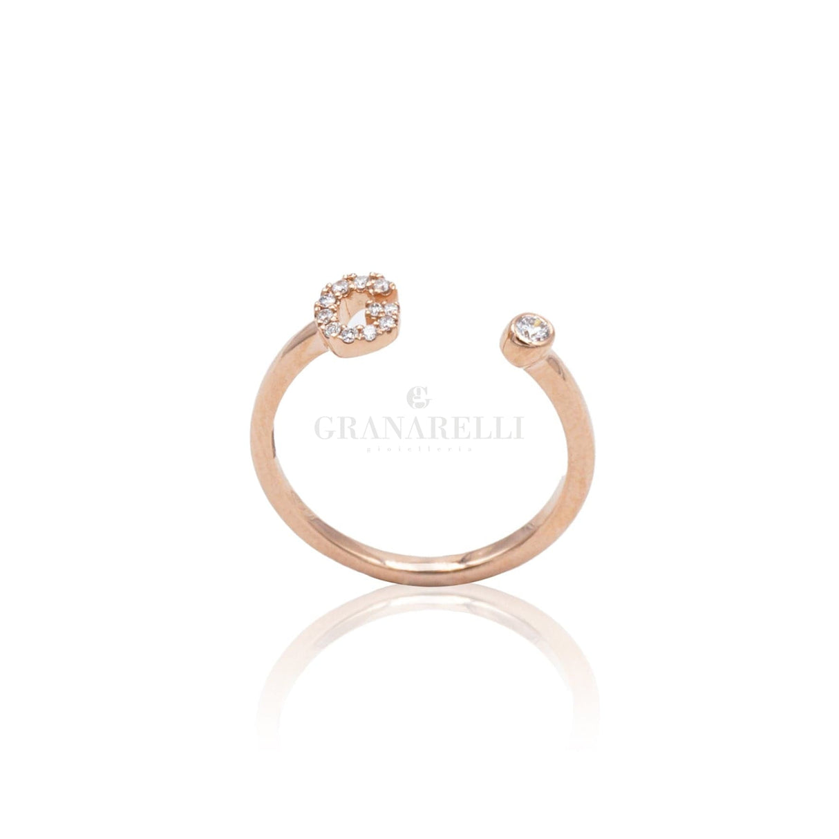 Anello Iniziale Lettera G con Diamanti Oro Rosa-Anelli-CRIVELLI- [SKU] -Gioielleria Granarelli