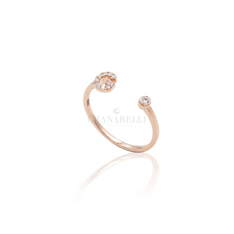 Anello Iniziale Lettera G con Diamanti Oro Rosa-Anelli-CRIVELLI- [SKU] -Gioielleria Granarelli