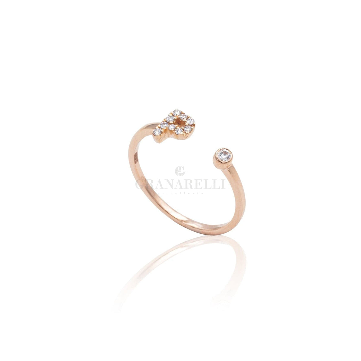 Anello Iniziale Lettera P con Diamanti Oro Rosa-Anelli-CRIVELLI- [SKU] -Gioielleria Granarelli