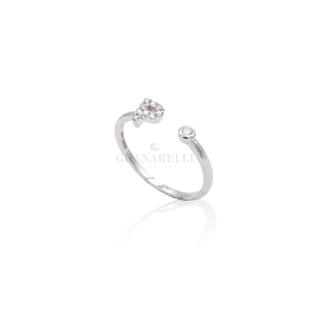 Anello Iniziale Lettera P con diamanti Oro Bianco-Anelli-CRIVELLI- [SKU] -Gioielleria Granarelli