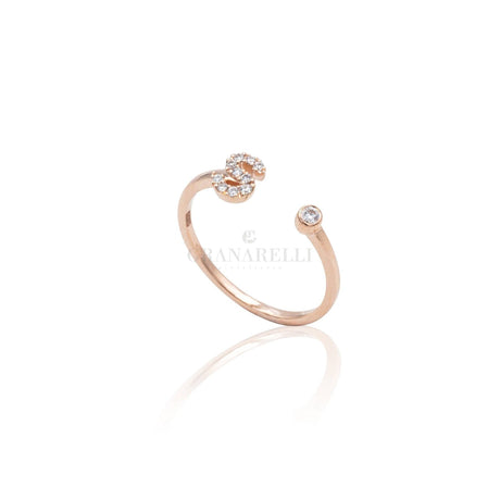 Anello Iniziale Lettera S con Diamanti Oro Rosa-Anelli-CRIVELLI- [SKU] -Gioielleria Granarelli