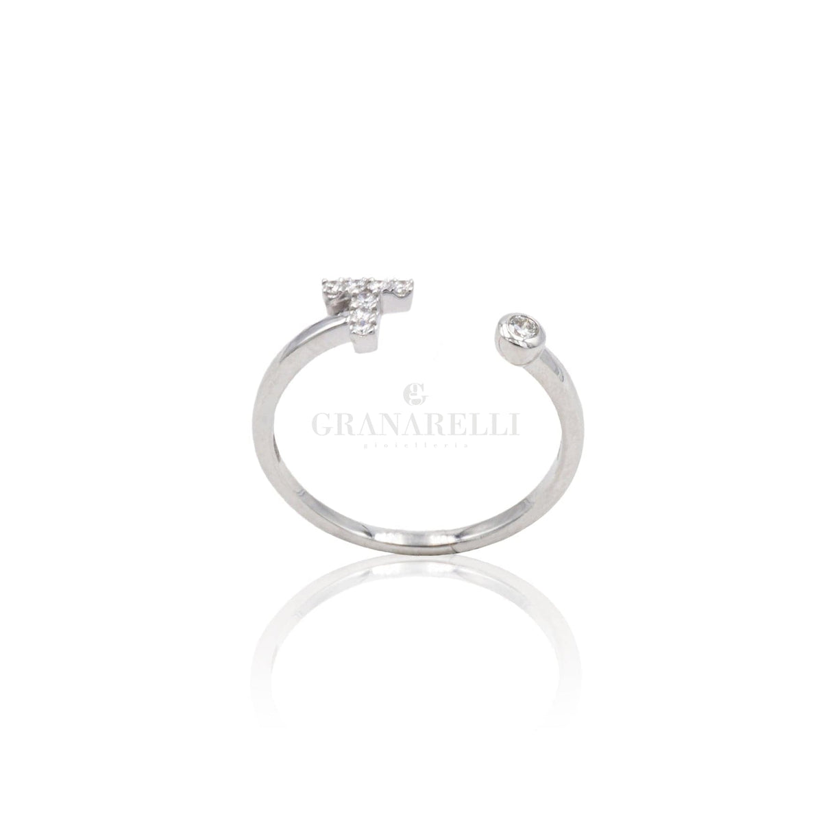 Anello Iniziale Lettera T con Diamanti Oro Bianco-Anelli-CRIVELLI- [SKU] -Gioielleria Granarelli