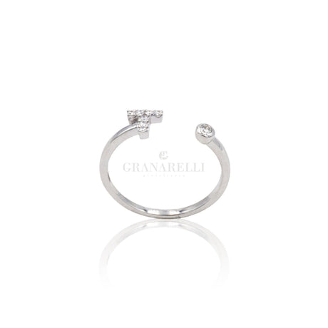 Anello Iniziale Lettera T con Diamanti Oro Bianco-Anelli-CRIVELLI- [SKU] -Gioielleria Granarelli