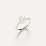 Anello Nudo Petit Milky Oro Bianco, Quarzo e Diamanti-POMELLATO-PAC2032UW000B0QLT-53-Gioielleria Granarelli