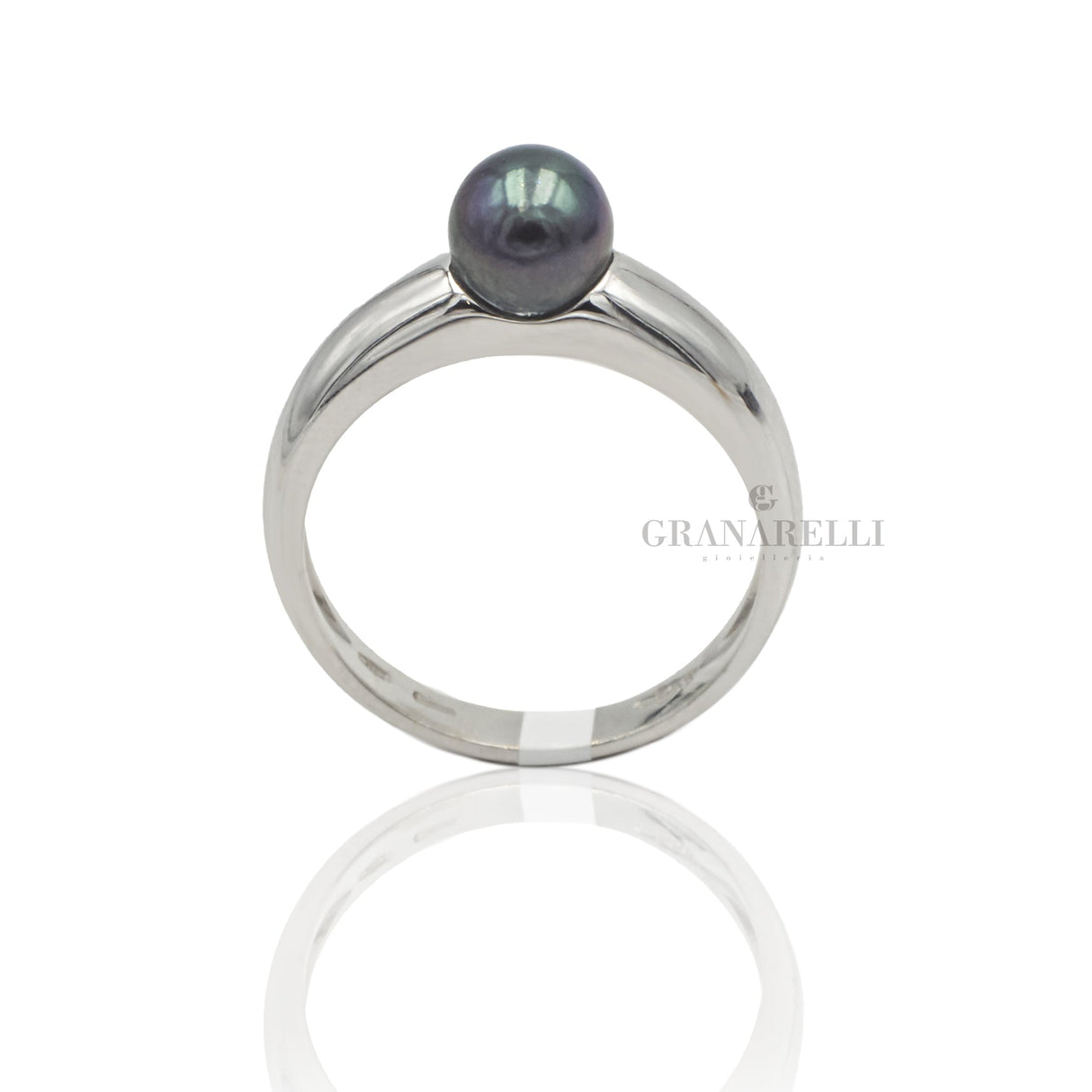 Anello Perla Akoya in Oro Bianco-Anelli-GRANARELLI-Gioielleria Granarelli