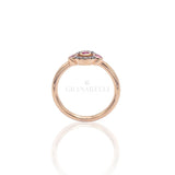 Anello Retro con Pavé Brown, Rubino e Zaffiro Rosa-Anelli-CRIVELLI- [SKU] -Gioielleria Granarelli