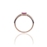 Anello Rubino Baguette e Diamanti in Oro Rosa-Anelli-BUONOCORE- [SKU] -Gioielleria Granarelli