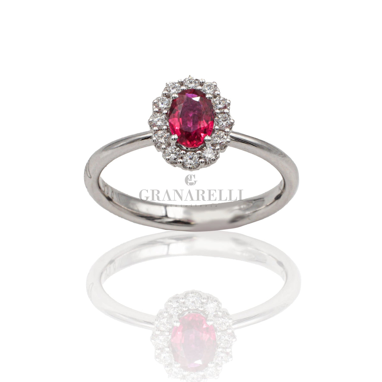 Anello Rubino taglio ovale 0.43kt e Diamanti-Anelli-RECARLO-Gioielleria Granarelli
