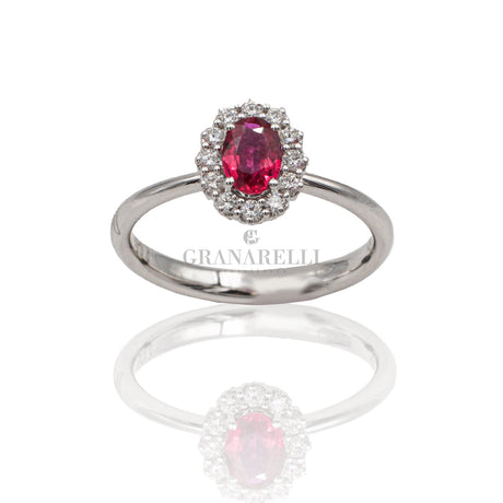 Anello Rubino taglio ovale 0.43kt e Diamanti-Anelli-RECARLO-Gioielleria Granarelli