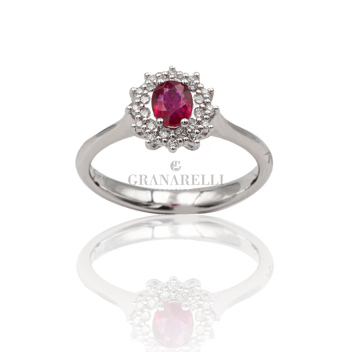 Anello Rubino taglio ovale 0.46kt e Diamanti-Anelli-RECARLO-Gioielleria Granarelli