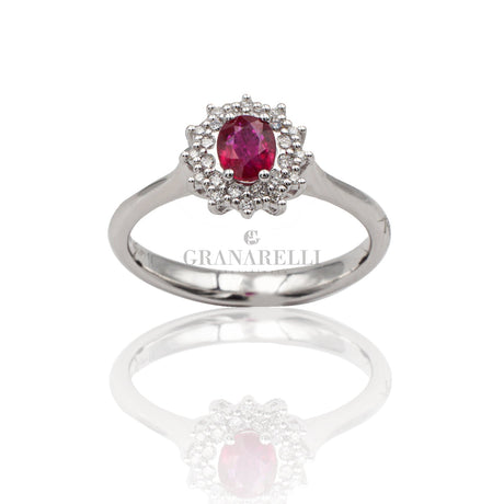 Anello Rubino taglio ovale 0.46kt e Diamanti-Anelli-RECARLO-Gioielleria Granarelli