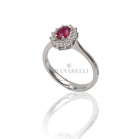 Anello Rubino taglio ovale 0.46kt e Diamanti-Anelli-RECARLO-Gioielleria Granarelli