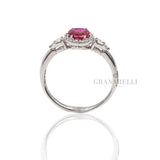 Anello Rubino taglio ovale 0.70kt contorno di Diamanti-Anelli-RECARLO-Gioielleria Granarelli