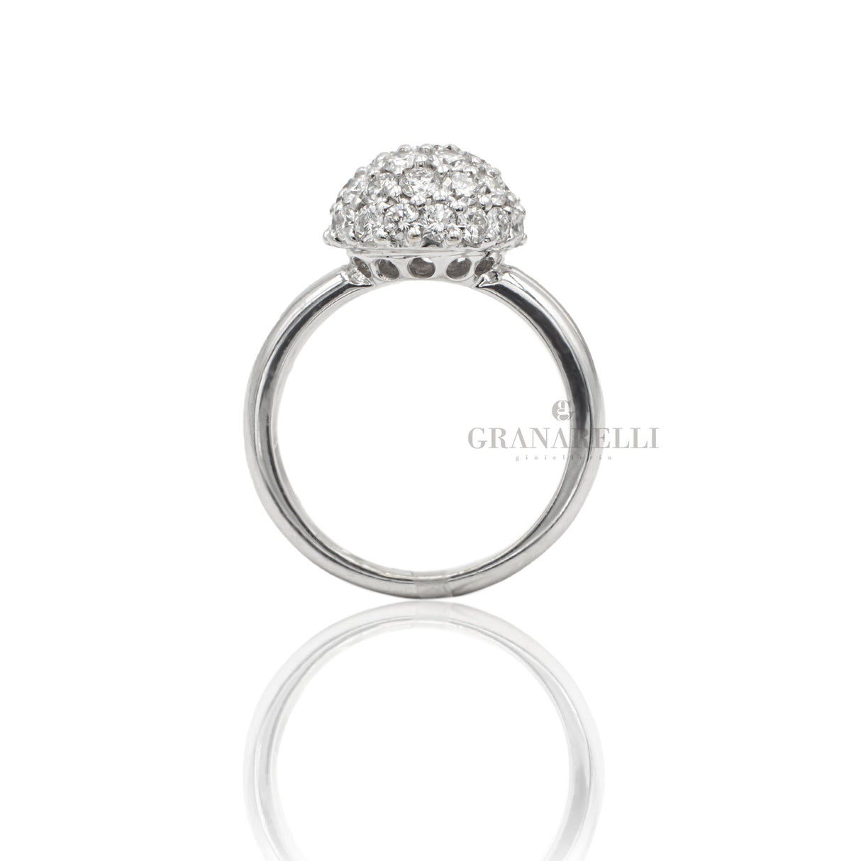 Anello Sfera Pavè Di Diamanti In Oro Bianco-Anelli-CRIVELLI-Gioielleria Granarelli