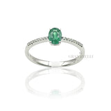 Anello Smeraldo Ovale 0.43kt e Diamanti in Oro Bianco-GRANARELLI-AN0100-s-043-Gioielleria Granarelli