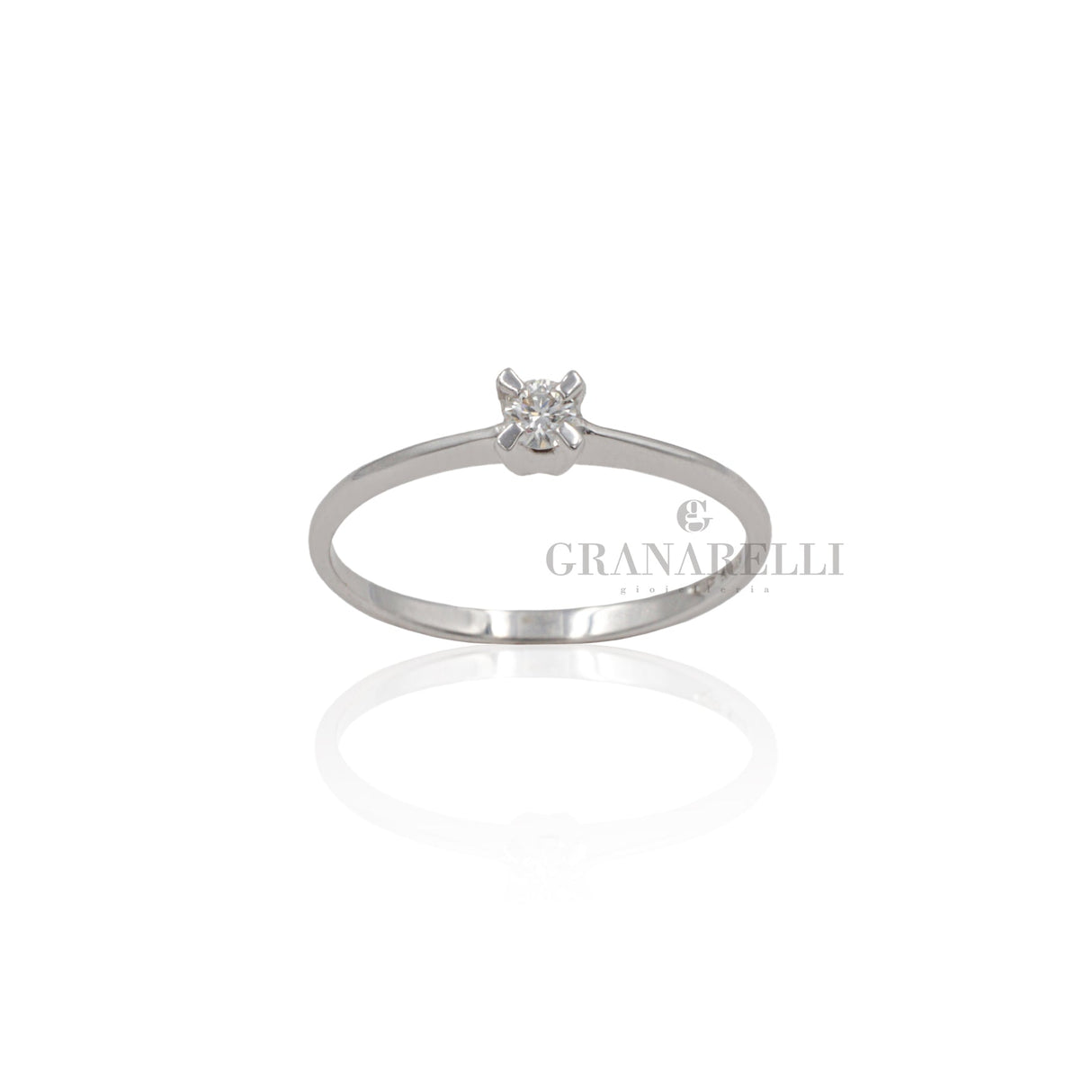 Anello Solitario 0.09kt in Oro Bianco-CRIVELLI-193-SL036-Gioielleria Granarelli