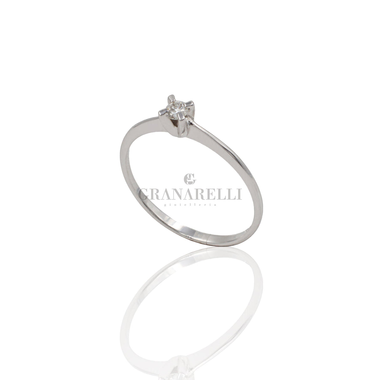 Anello Solitario 0.09kt in Oro Bianco-CRIVELLI-193-SL036-Gioielleria Granarelli