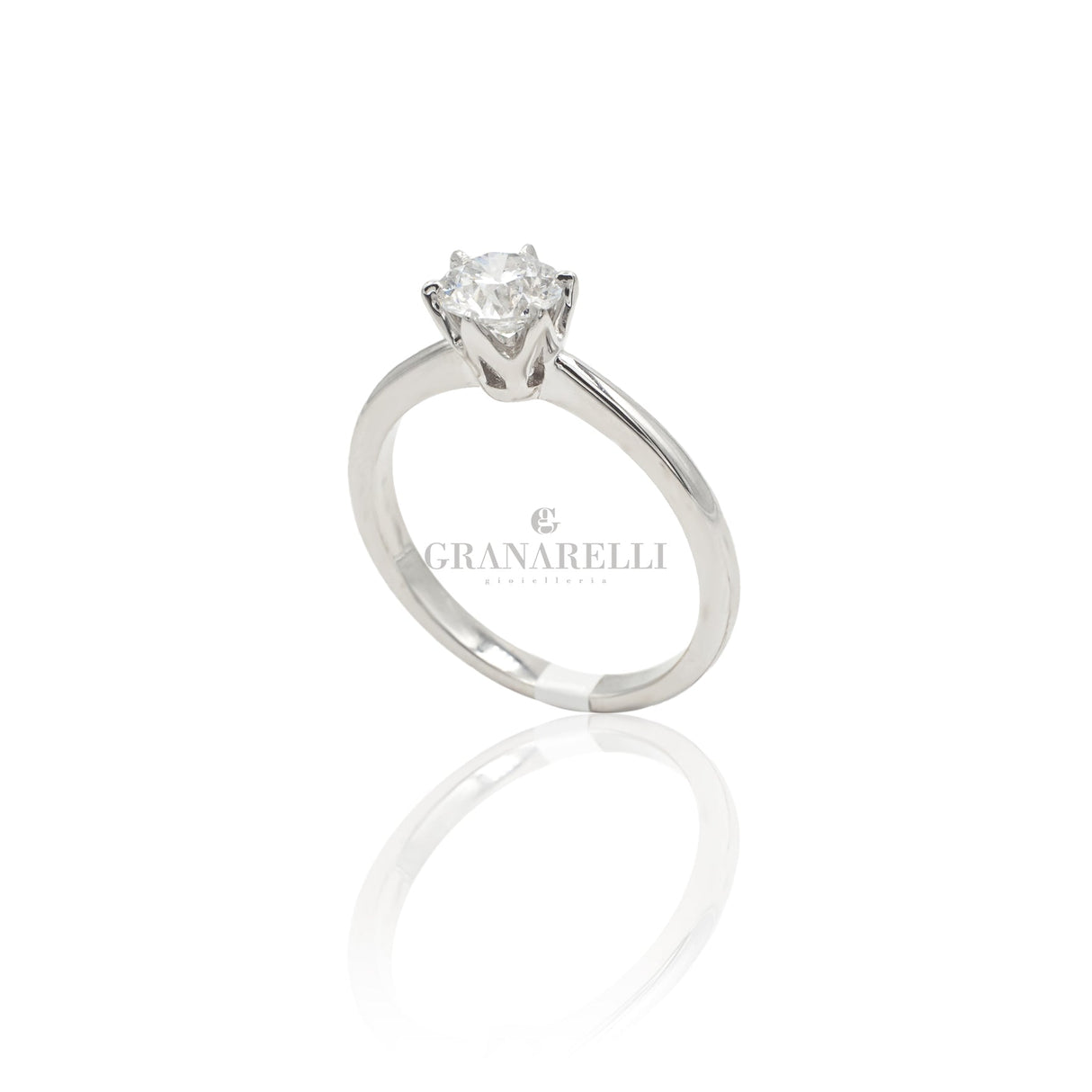 Anello Solitario 0.40kt montatura tiffany in Oro Bianco-Anelli-GRANARELLI-Gioielleria Granarelli