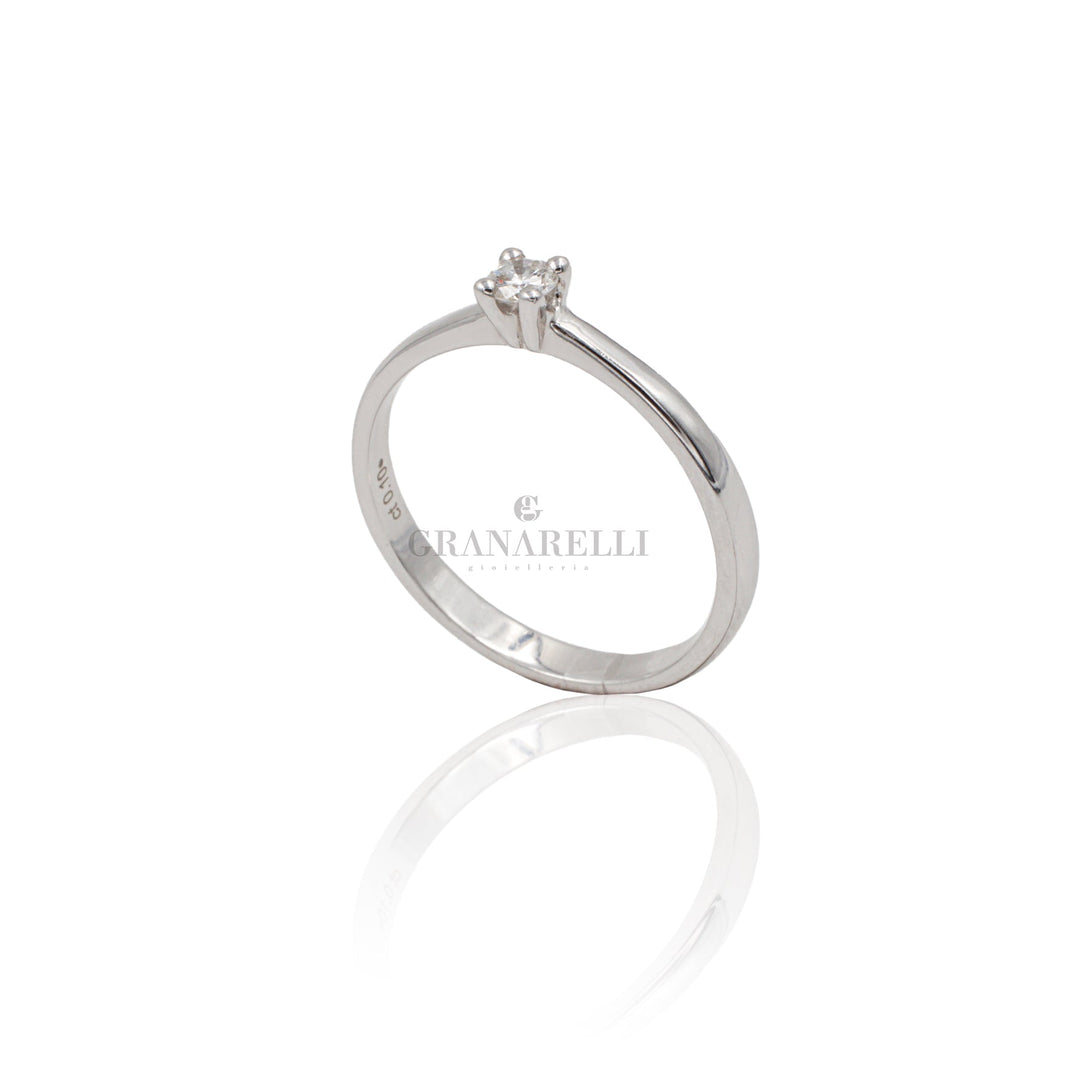 Anello Solitario Diamante kt 0.10 in Oro Bianco-CRIVELLI-316-an1518-Gioielleria Granarelli