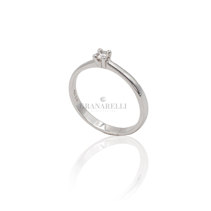 Anello Solitario Diamante kt 0.10 in Oro Bianco-CRIVELLI-316-an1518-Gioielleria Granarelli