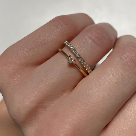 Anello Solitario Diamante taglio Cuore 0.13kt Oro Giallo-Anelli-RECARLO-14-Gioielleria Granarelli