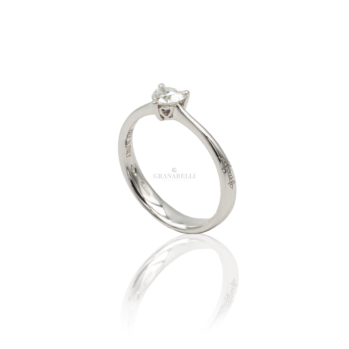 Anello Solitario Diamante taglio Cuore 0.37kt-Anelli-RECARLO-0.37kt F VS - misura 14-Gioielleria Granarelli