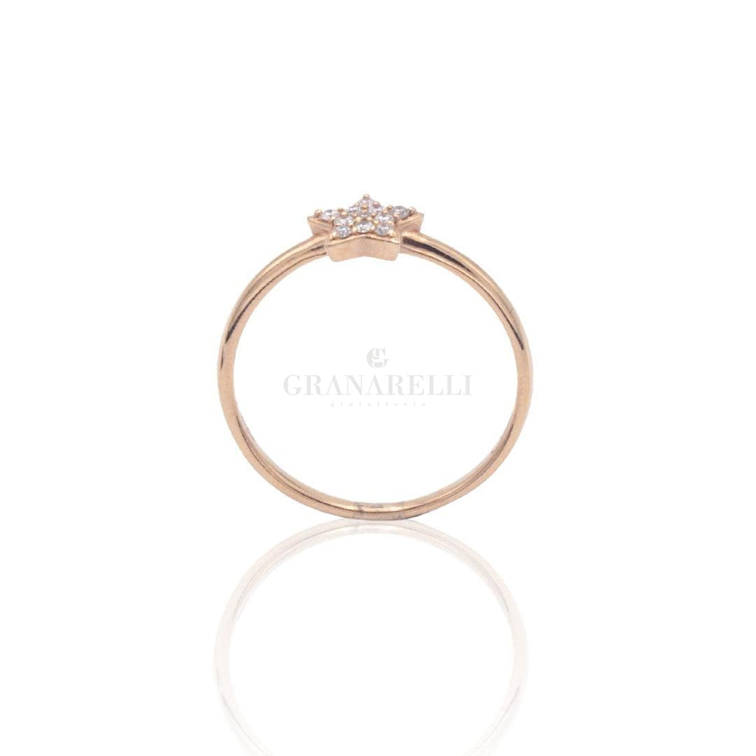 Anello Stella pavé di Diamanti in Oro Rosa-Anelli-CRIVELLI- [SKU] -Gioielleria Granarelli