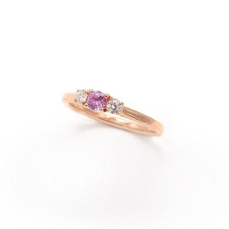 Anello Trilogy Zaffiro Rosa e Diamanti Bianchi-Anelli-BUONOCORE- [SKU] -Gioielleria Granarelli