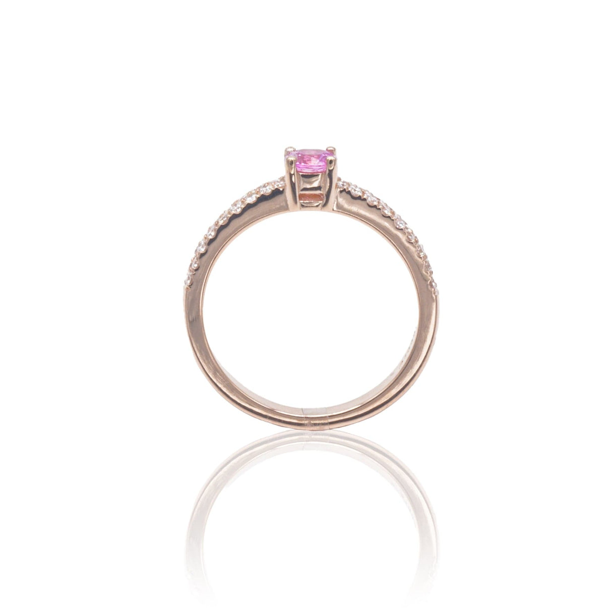 Anello Zaffiro Rosa e Diamanti in Oro Rosa-Anelli-BUONOCORE- [SKU] -Gioielleria Granarelli