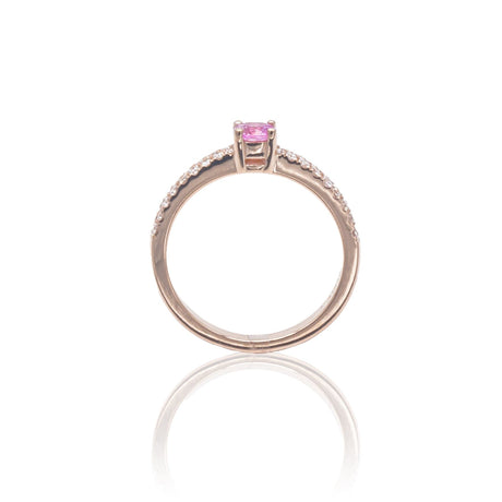 Anello Zaffiro Rosa e Diamanti in Oro Rosa-Anelli-BUONOCORE- [SKU] -Gioielleria Granarelli