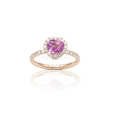 Anello con Zaffiro Rosa taglio Cuore e Diamanti in Oro Rosa-Anelli-CRIVELLI- [SKU] -Gioielleria Granarelli