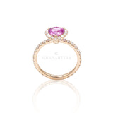 Anello con Zaffiro Rosa taglio Cuore e Diamanti in Oro Rosa-Anelli-CRIVELLI- [SKU] -Gioielleria Granarelli