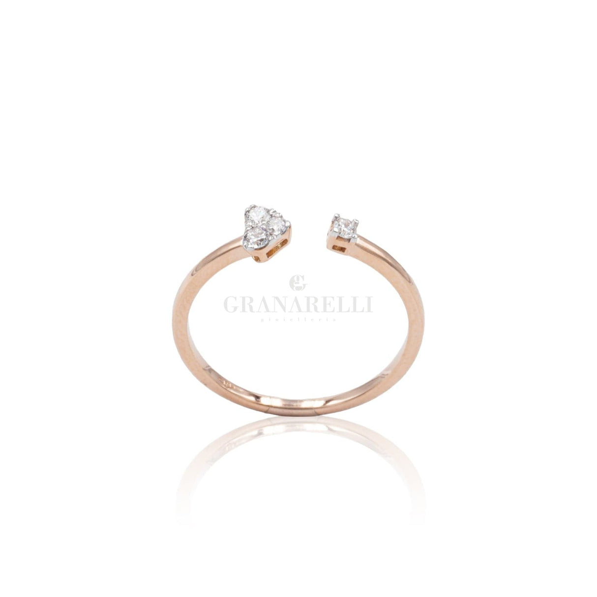 Anello aperto Cuore in Oro Rosa con Diamanti-Anelli-CRIVELLI- [SKU] -Gioielleria Granarelli