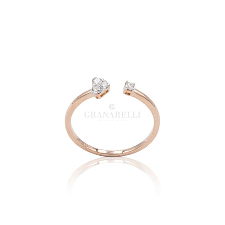 Anello aperto Cuore in Oro Rosa con Diamanti-Anelli-CRIVELLI- [SKU] -Gioielleria Granarelli