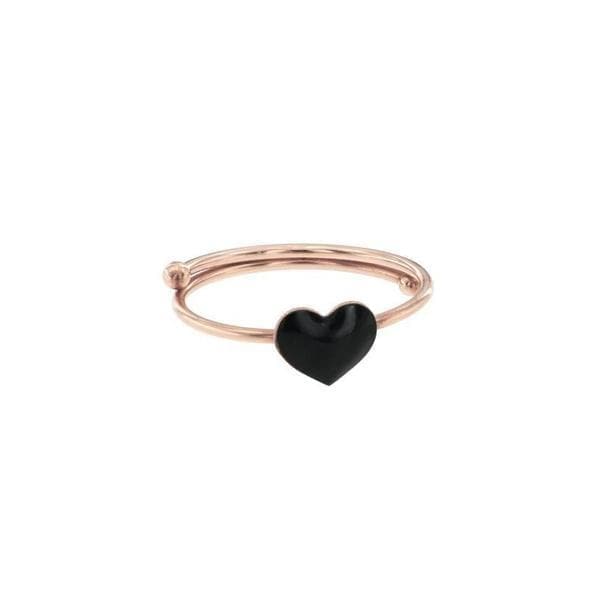 Anello con Cuore Smalto Nero-Anelli-MAMAN ET SOPHIE- [SKU] -Gioielleria Granarelli