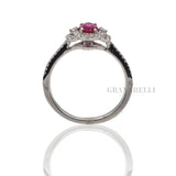 Anello con Rubino 0.53kt taglio Ovale e Diamanti-Anelli-CRIVELLI-Gioielleria Granarelli